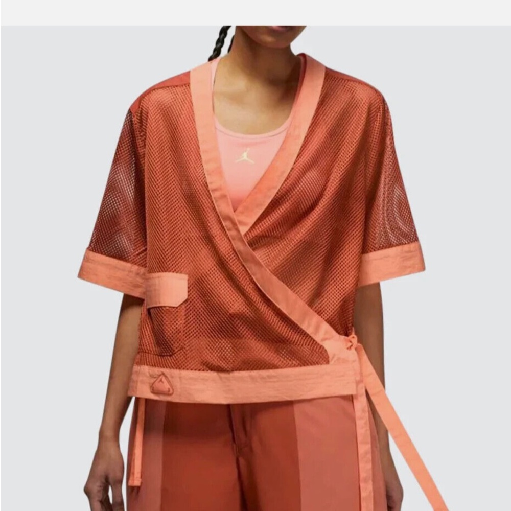 Nike Air Jordan 23 Engineered Lifestyle Mesh Kimono Wrap Top in Orange